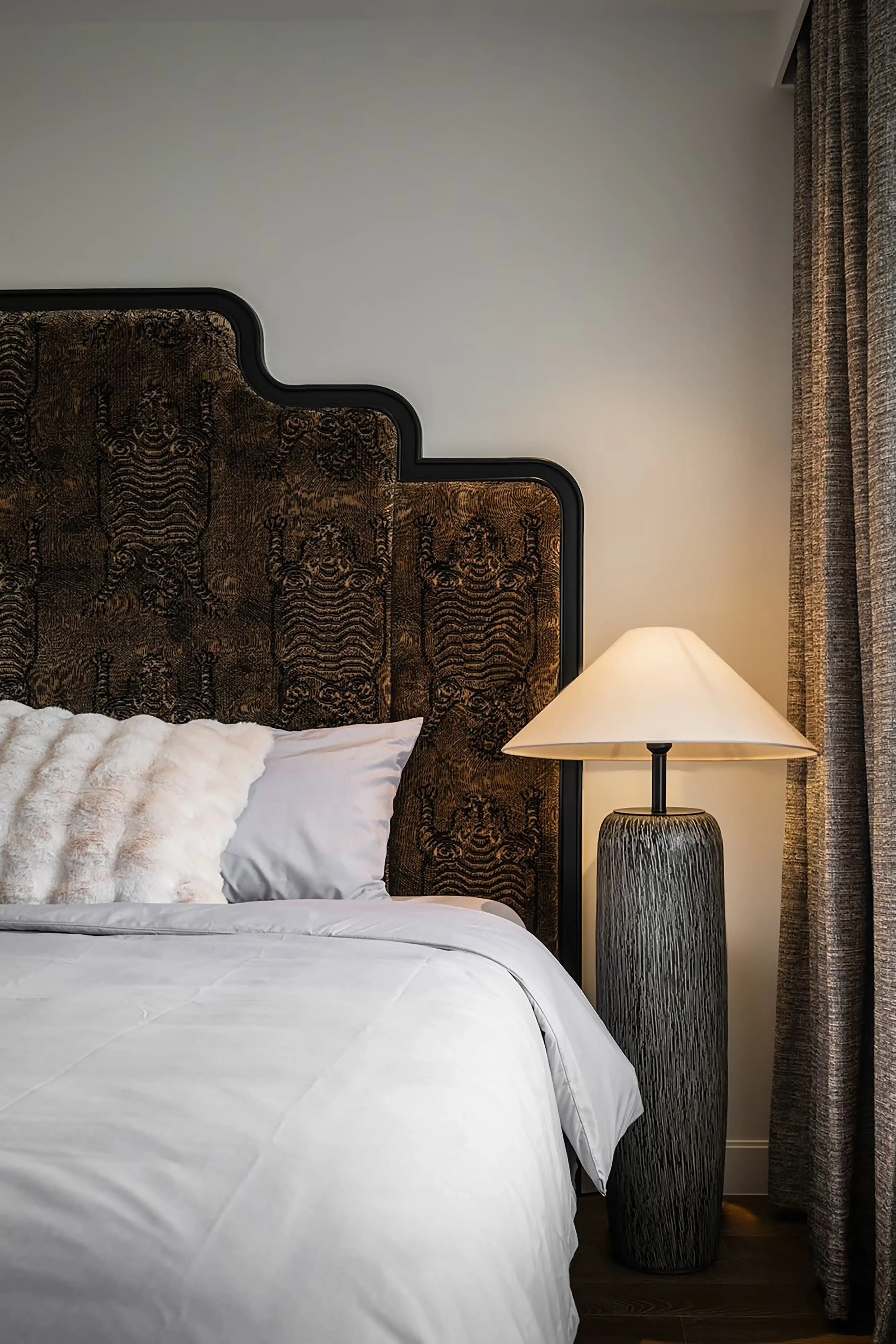 MASTER BEDROOM — HANDCARVED SILHOUETTE HEADBOARD