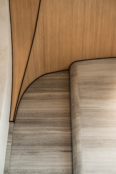 Curved timber ceiling detail